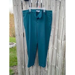 Loft Curvy Fit Ankle Pants Teal Green Cuffed Dress Trousers Size 14 NWT